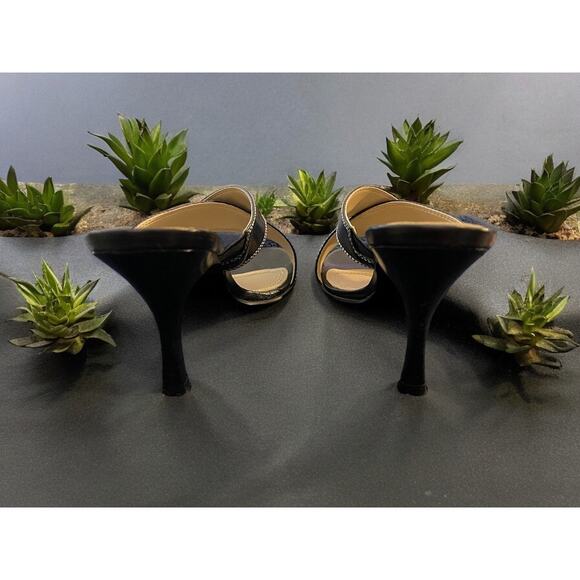 Jennifer Moore Womens Black Slip on's Slides heels shoes Size 6.5 Leather - Picture 4 of 4